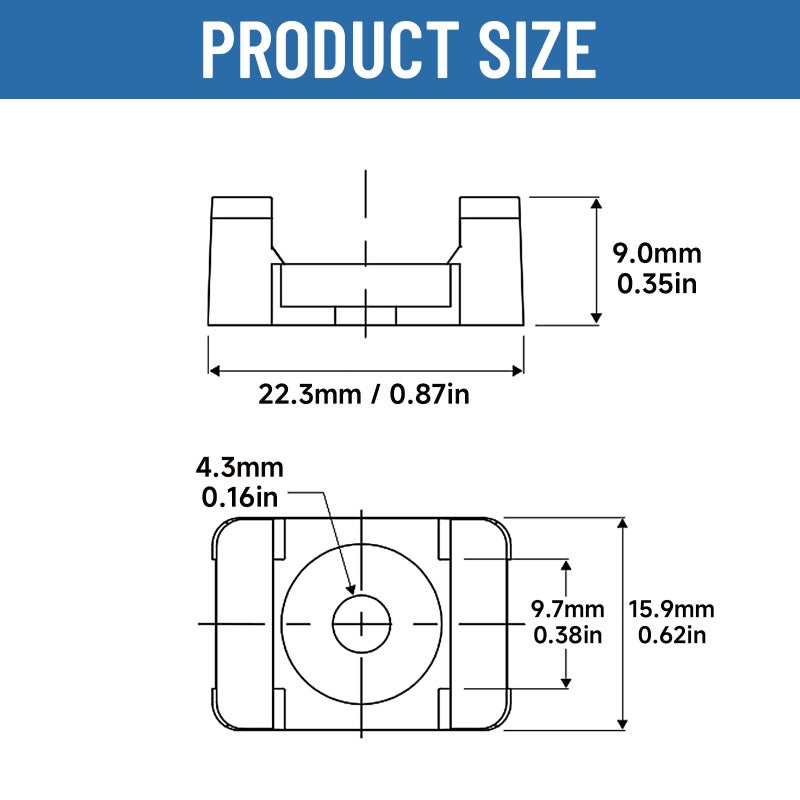 OLIREXD (100 Of Pack) Black 9mm Cable Tie Mount Base Saddle Type Mount Screw Wire Bundle Holder Base Holder Width Cable Large Size 0.75 inch - Image 2